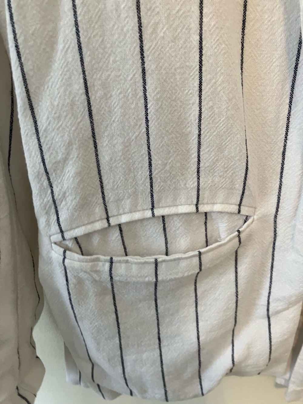 Abercrombie & Fitch Linen Blend Open Blazer Women S White Stripe Preppy Nautical - Picture 3 of 5
